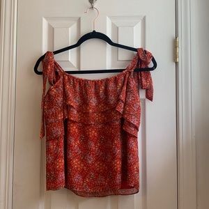 Red floral summer top